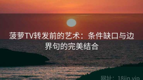 菠萝TV转发前的艺术：条件缺口与边界句的完美结合