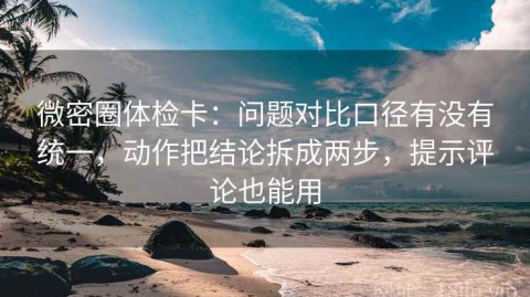 微密圈体检卡：问题对比口径有没有统一，动作把结论拆成两步，提示评论也能用