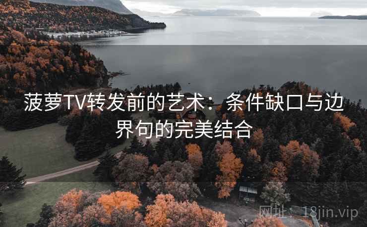菠萝TV转发前的艺术：条件缺口与边界句的完美结合